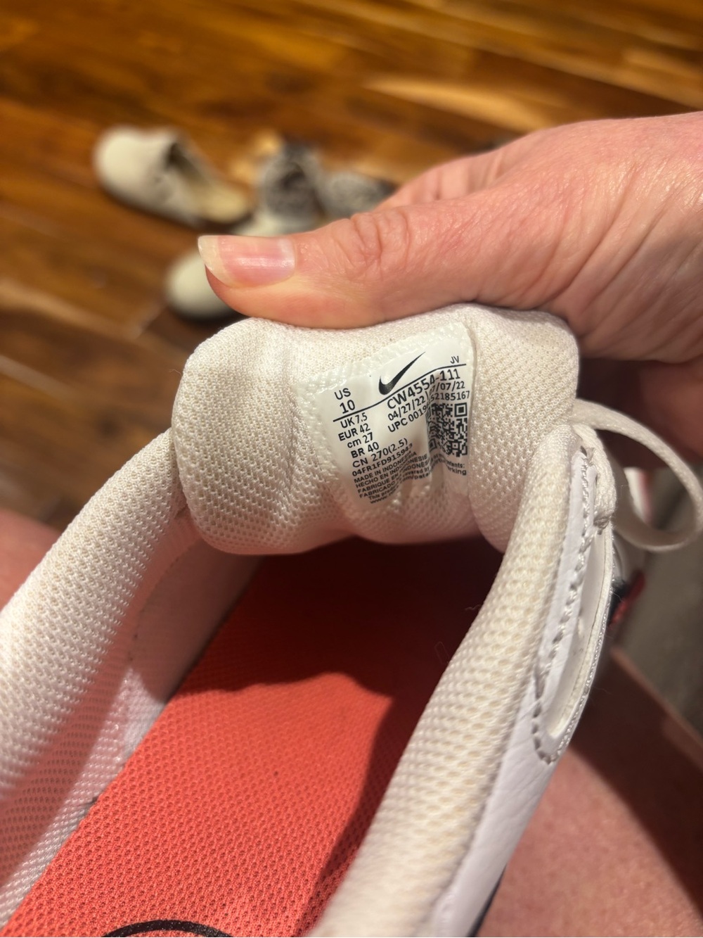 Nike Air White, Coral & Black Athletic Sneakers - Picture 3 of 7